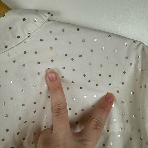 Boden Womens the Classic Shirt Button Up in White and‎ Silver Polka Dot Sz 16 - Picture 3 of 10